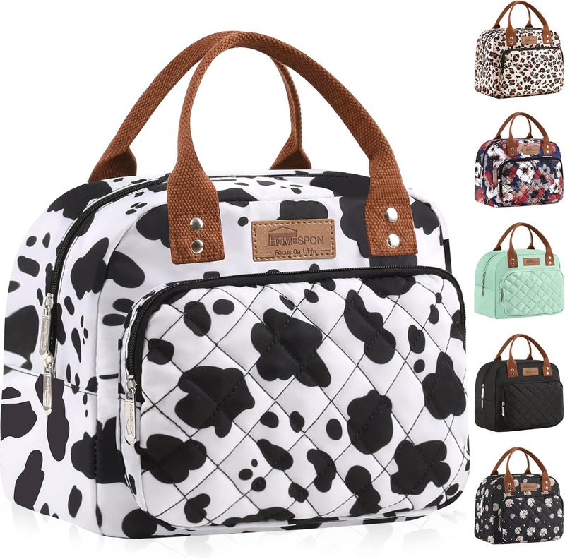 Buringer HOMESPON Lunch Bag for Woman Man Adults with Front Pocket Insulated Lunch Tote Lunch Box Container for Work Picnic or Travel（Cow） - Image 1
